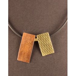 Long Copper and Brass Tiles Necklace