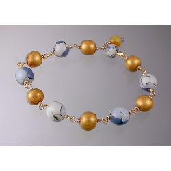 Blue Watercolor Polymer Bead Bracelet