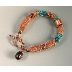 Viking Knit Bracelet with Dark Pearls