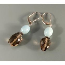 Faceted Smoky Quartz with Amazonite Earrings