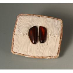 Faux Ivory Polymer Shawl Pin with Amber