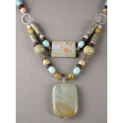 Polymer and Gemstone Beach Skies Necklace