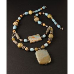 Polymer and Gemstone Beach Skies Necklace