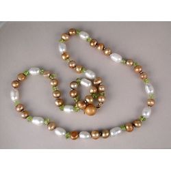 Champagne and White Peridot Pearl Necklace