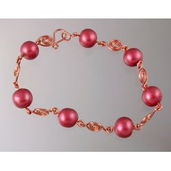 Pearly Copper Polymer Bead Bracelet