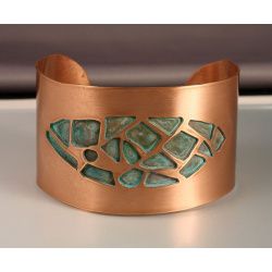 Copper Cuff with Patina Cut-outs