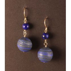Faux lapis polymer bead earrings with lapis