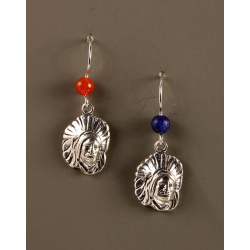 Indian Head Earrings with Lapis and Carnelian