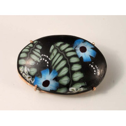 Garden at midnight cabochon brooch, on copper