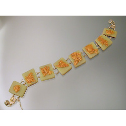Jade Polymer Rectangle Bracelet with Gold Polymer