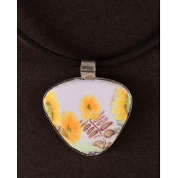 Sunflower pendant in Sterling silver frame