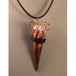 Experimental Mixed Media Woven Copper Pod Necklace