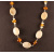 Fossil Coral, Amber and Pearl Chain Necklace